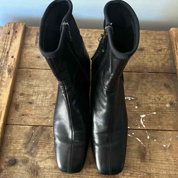 PRADA Authenticated Black Leather Ankle Boot Square Toe Block Heel 37.5 / 7.5 US - Picture 3 of 13